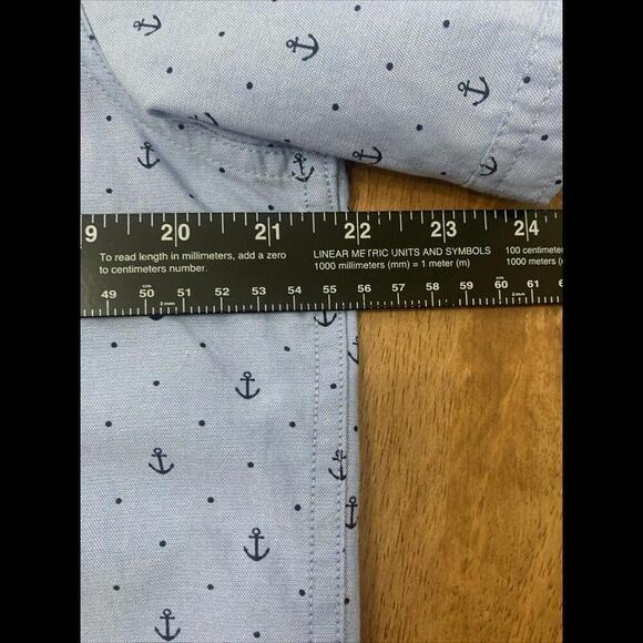 Free Planet Shirt Mens Large Anchors Blue Button Up Short Sleeve Nautical Beach‍ - Picture 7 of 8